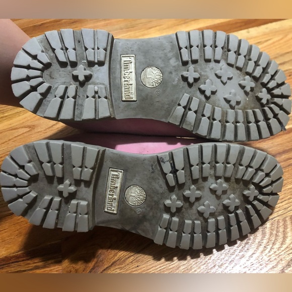 RARE!! Timberland Women’s Pink/White Leather Lace Up Boots Size 8 - Picture 8 of 8